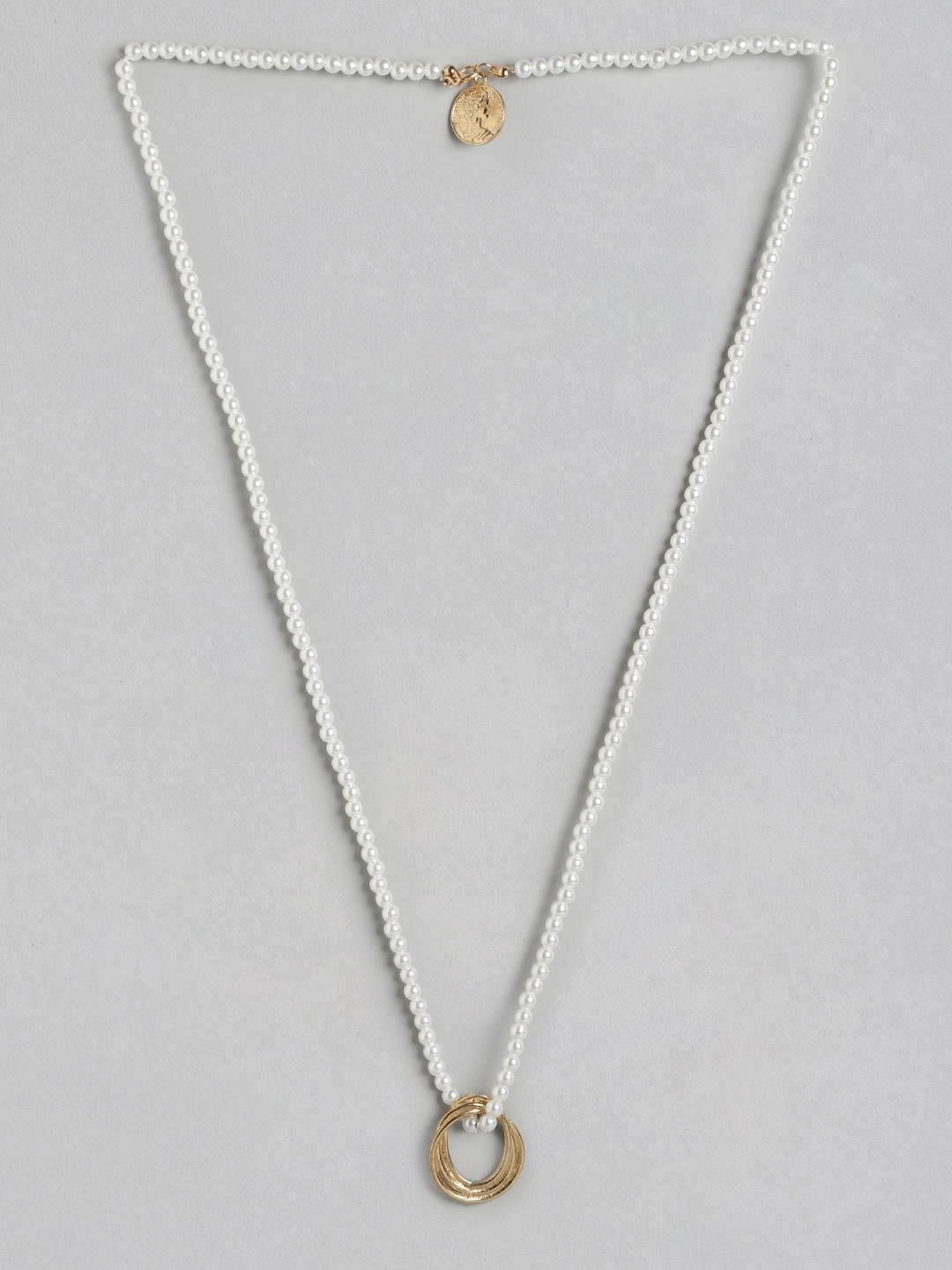 

URBANIC Off-White & Gold-Toned Beaded Necklace