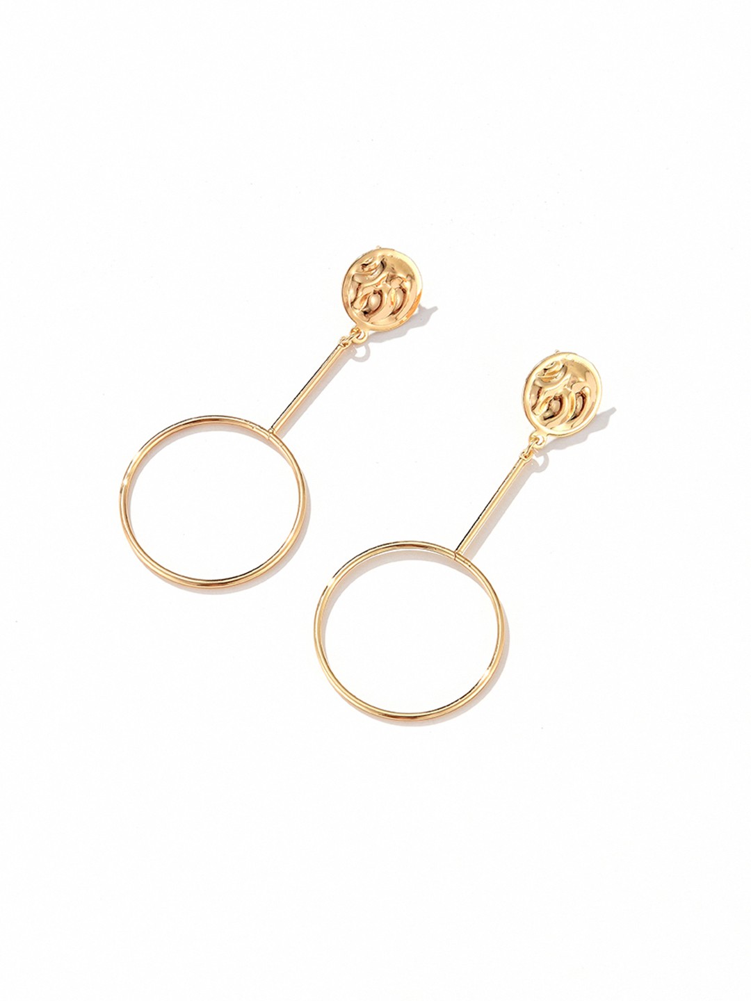 

URBANIC Gold-Toned Circular Drop Earrings
