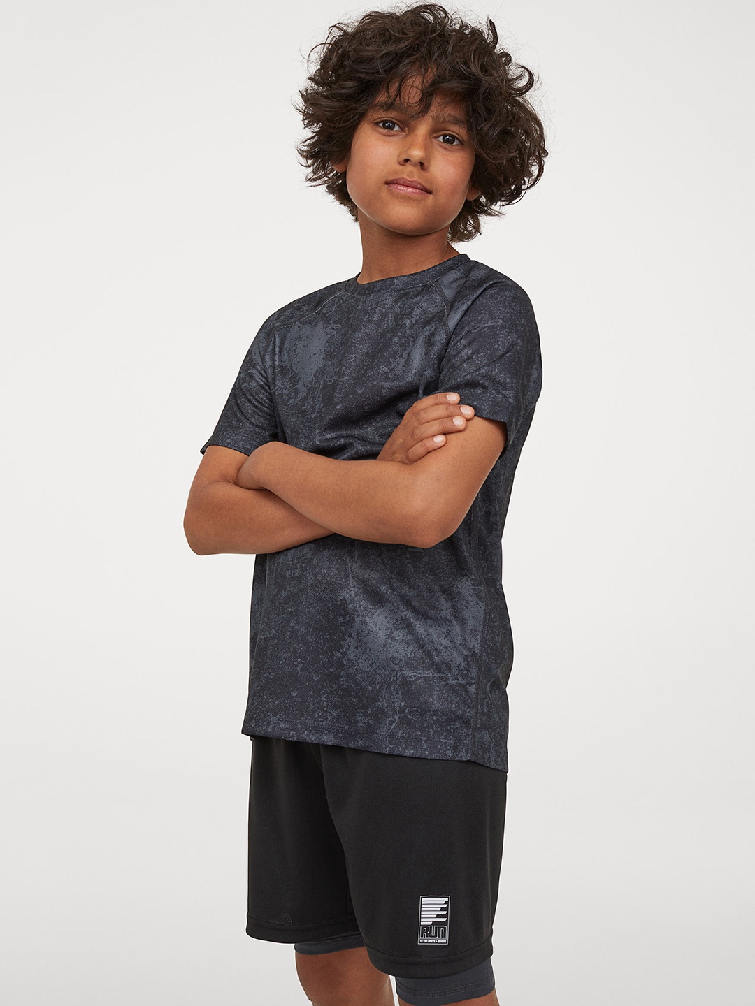 

H&M Boys Black Solid Double-Layered Biker Shorts