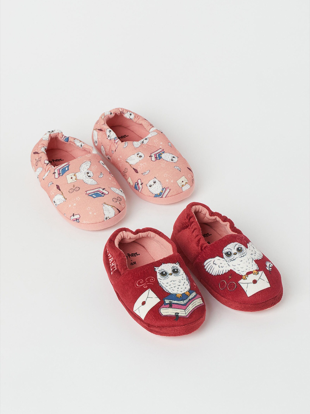 

H&M Girls 2-Pack Soft Printed Slippers, Pink