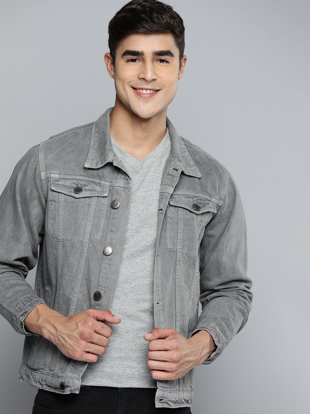 

Mast & Harbour Pure Cotton Denim Jacket, Grey