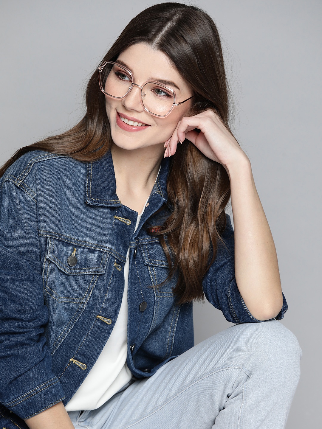 

Mast & Harbour Women Navy Blue Faded Denim Jacket