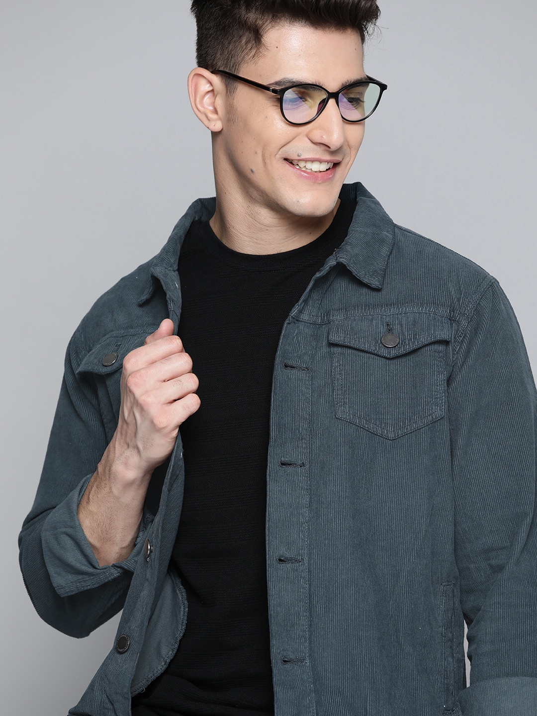 

Mast & Harbour Men Teal Corduroy Tailored Jacket