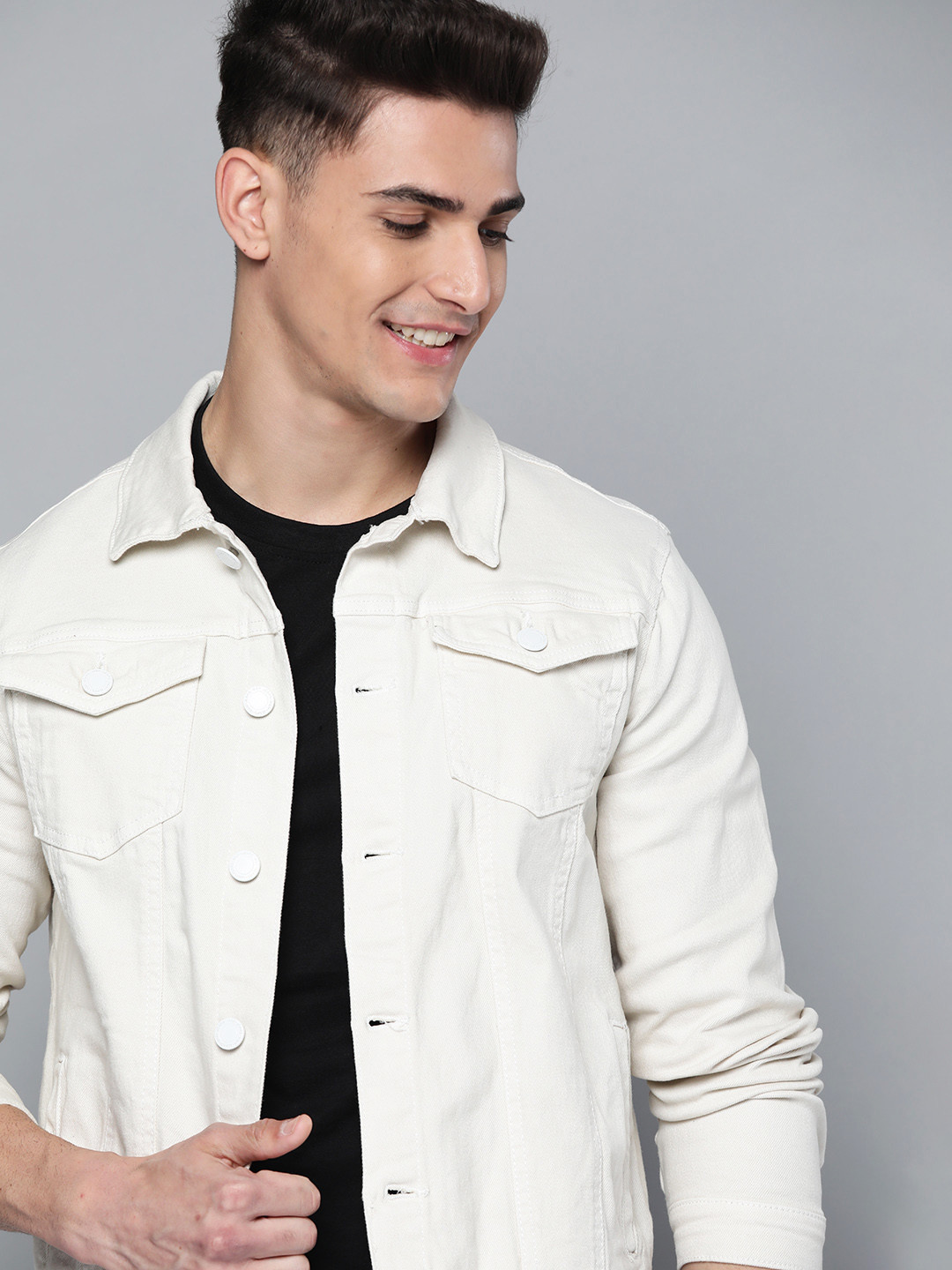 

Mast & Harbour Men White Denim Jacket