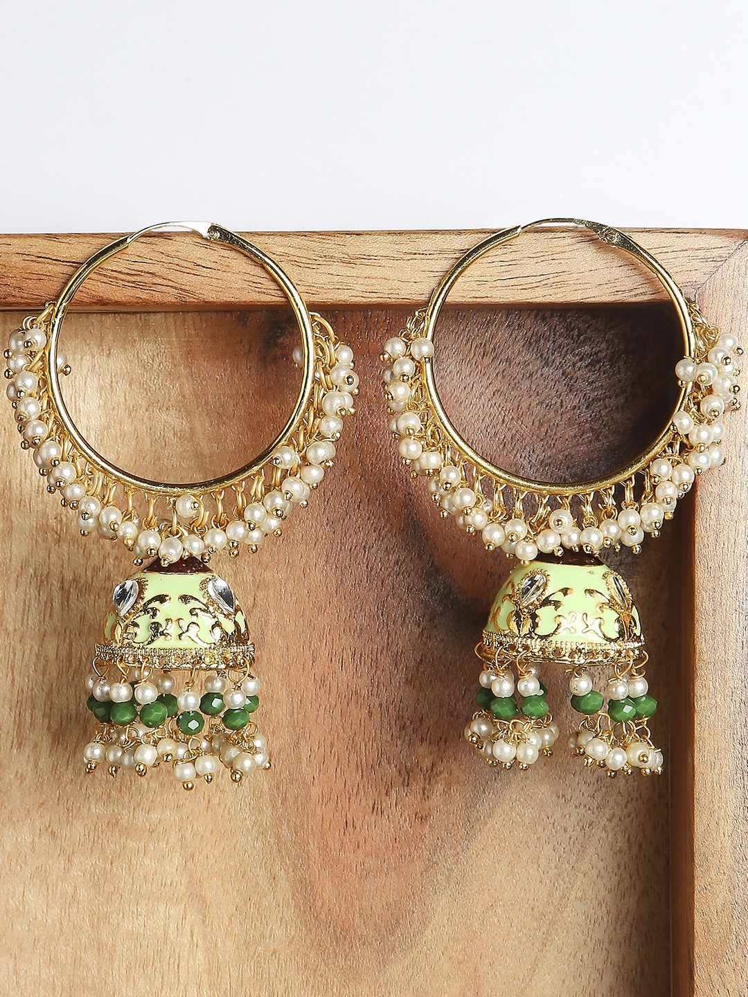 

OOMPH Green Dome Shaped Jhumkas Earrings