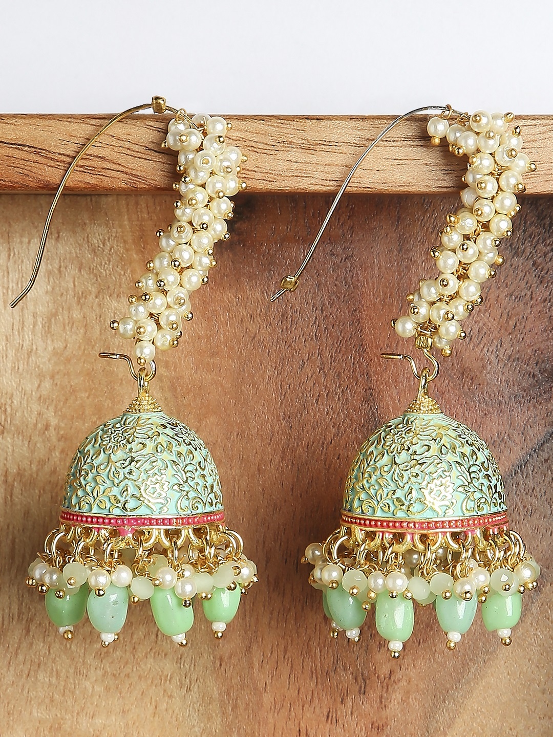 

OOMPH Green Dome Shaped Jhumkas Earrings