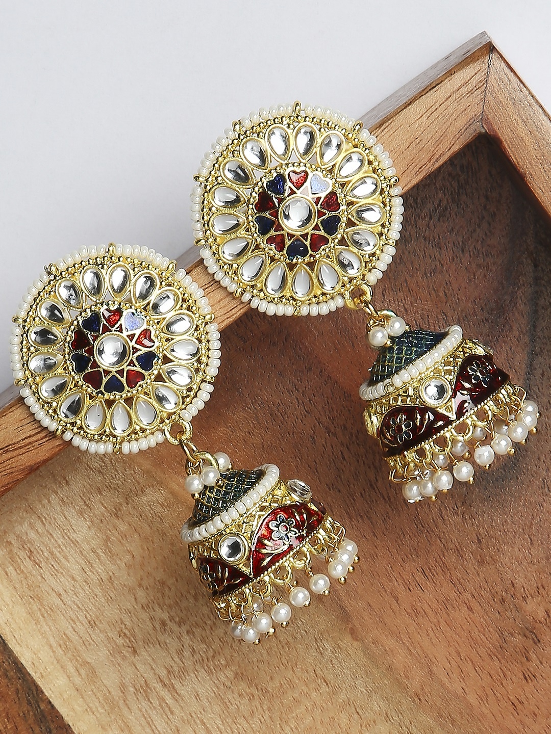 

OOMPH Green Dome Shaped Jhumkas Earrings