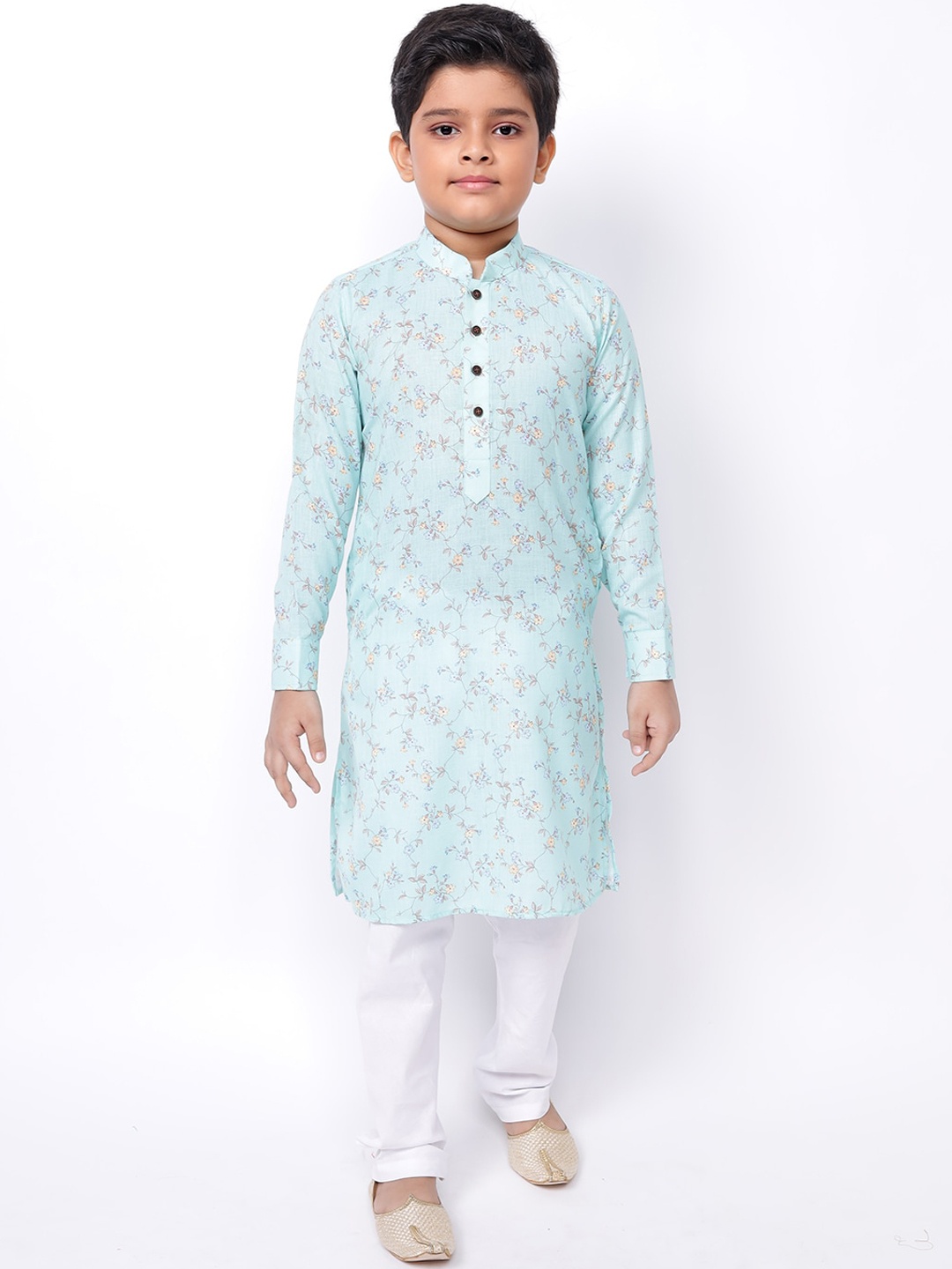 

NAMASKAR Boys Printed Cotton Kurta, Green
