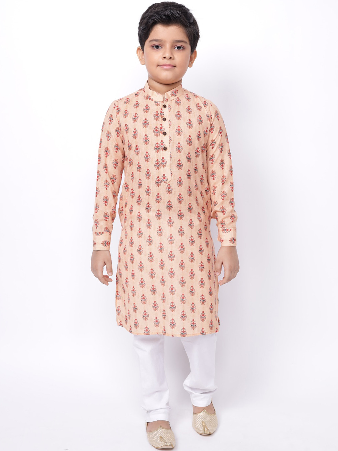 

NAMASKAR Boys Beige Ethnic Motifs Kurta