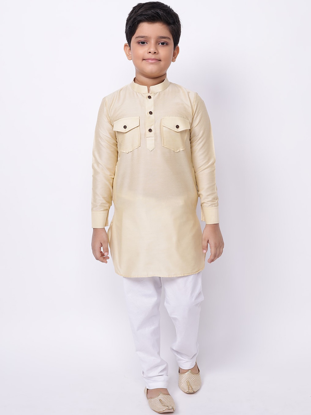 

NAMASKAR Boys Solid Cotton Kurta, Cream