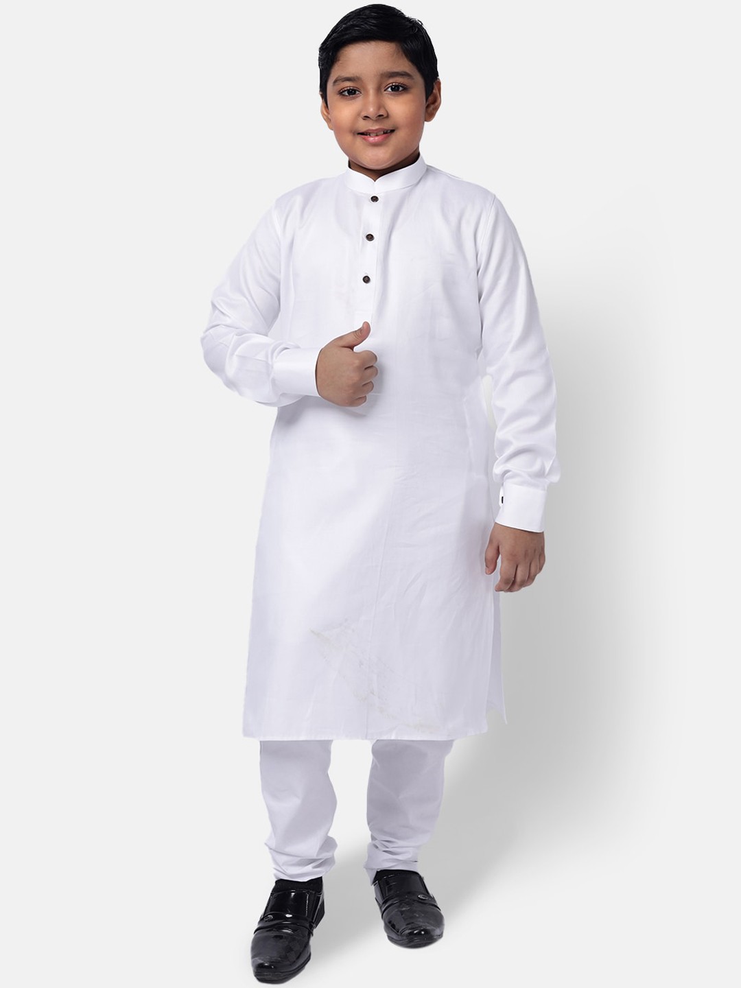 

NAMASKAR Boys Solid Cotton Kurta, White