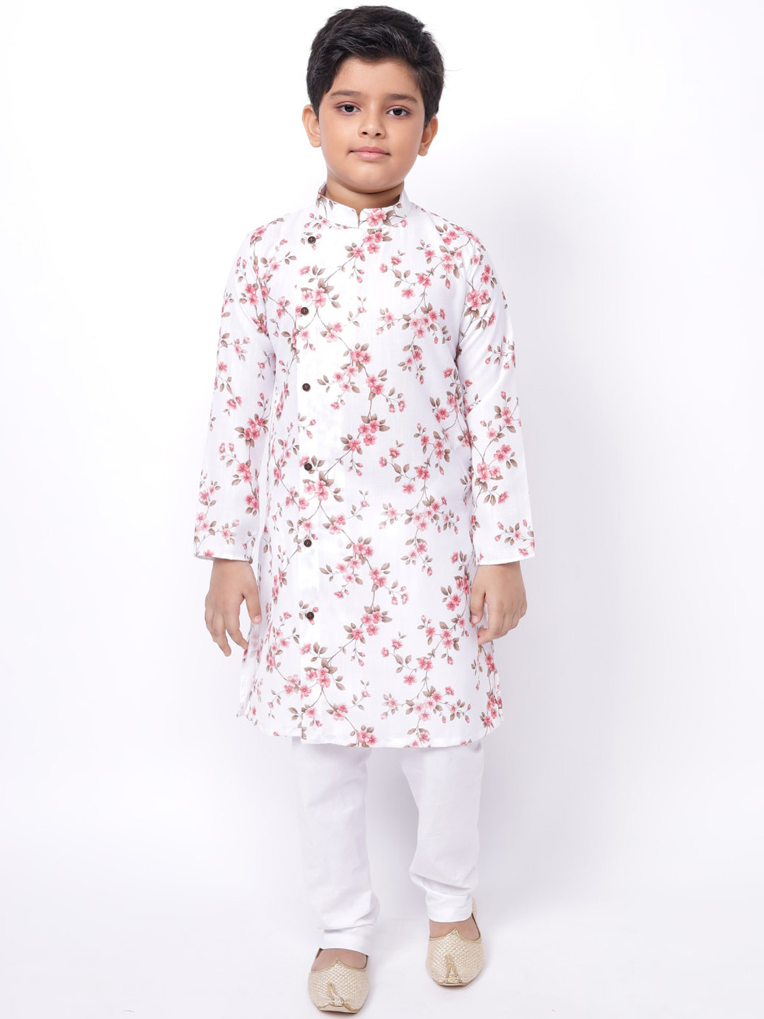 

NAMASKAR Boys Printed Cotton Kurta, White
