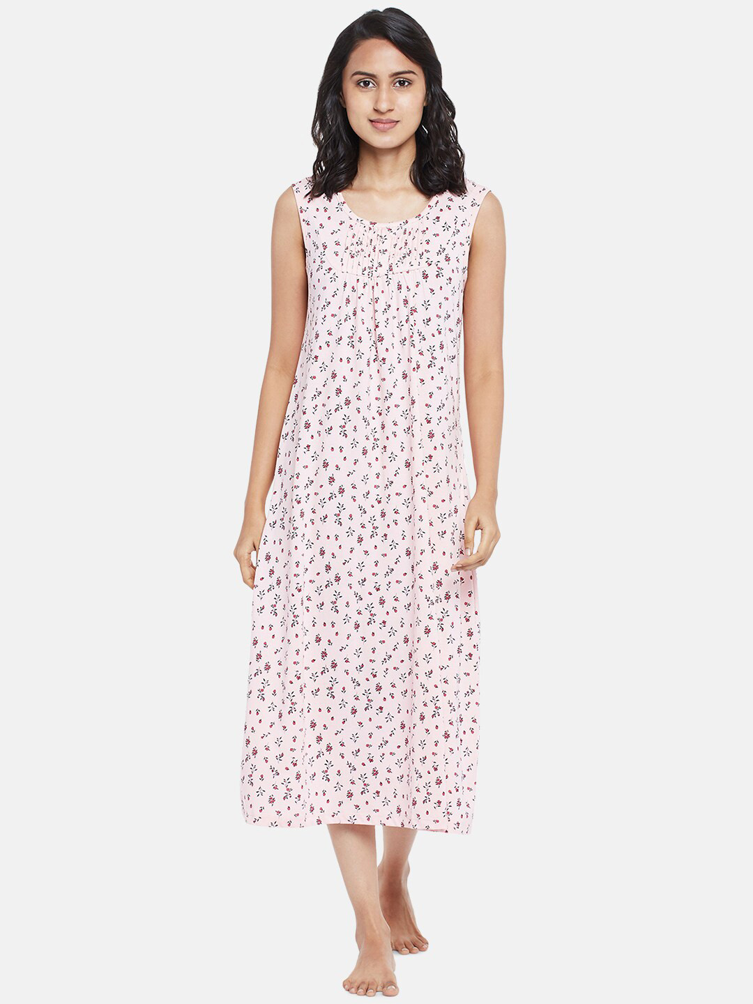 

Dreamz by Pantaloons Pink Printed Pure Cotton Midi Nightdress