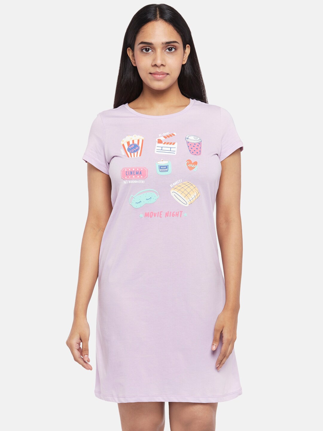 

Dreamz by Pantaloons Purple Printed Nightdress