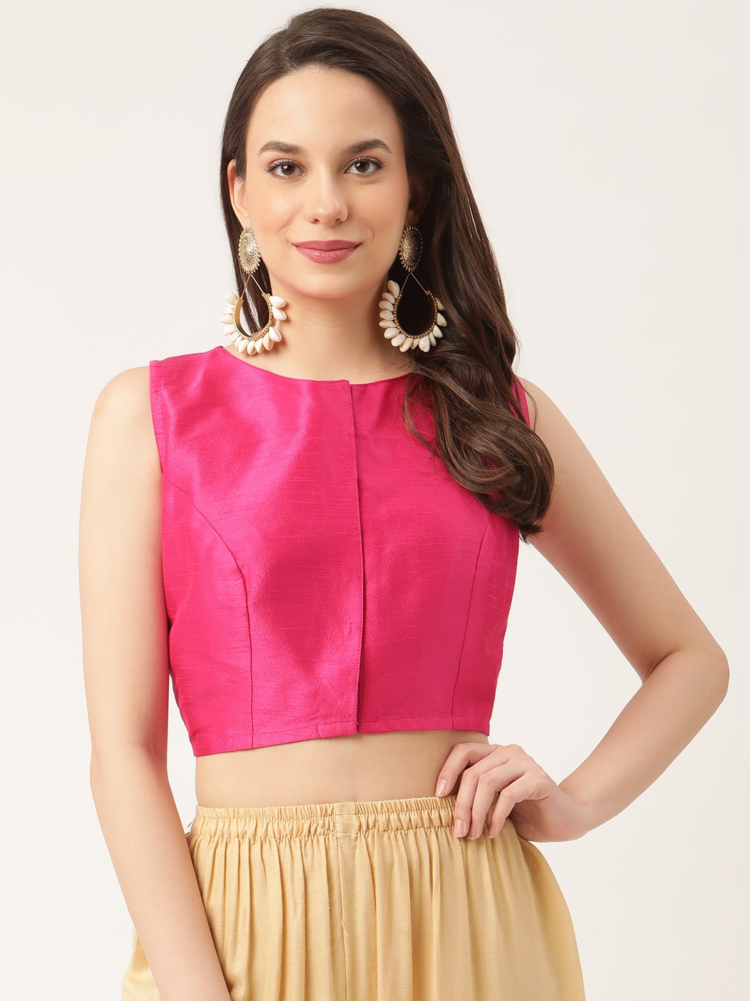 

Studio Shringaar Women Pink Solid Saree Blouse