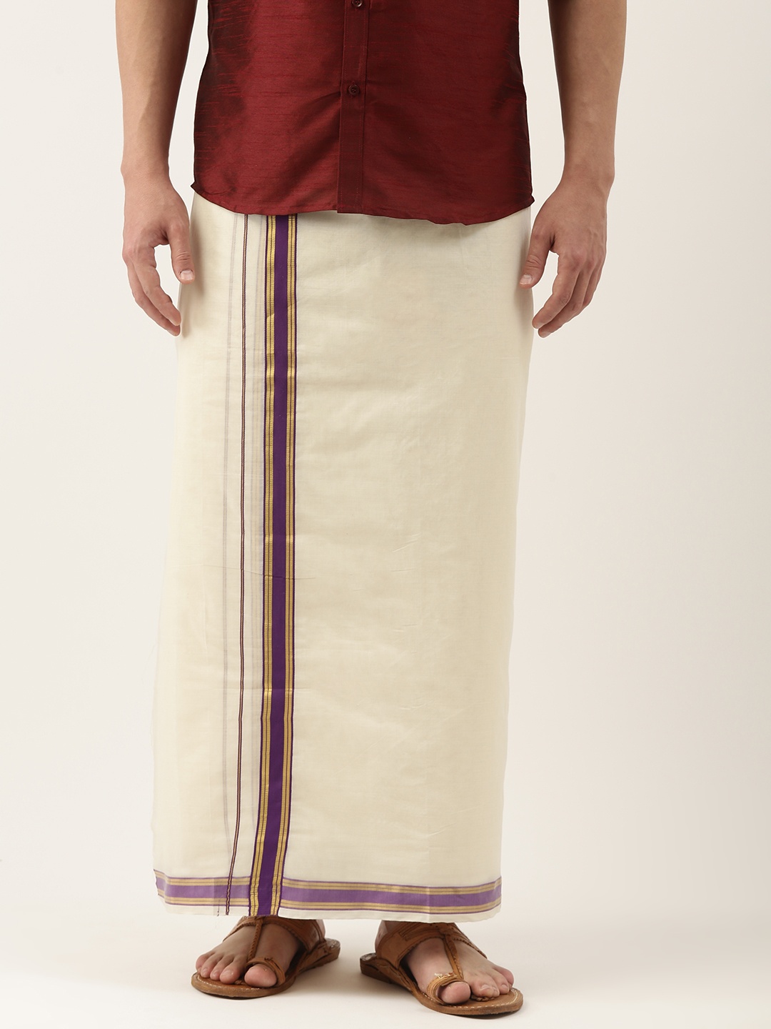 

Thangamagan Men Off-White Solid Pure Cotton Dhoti