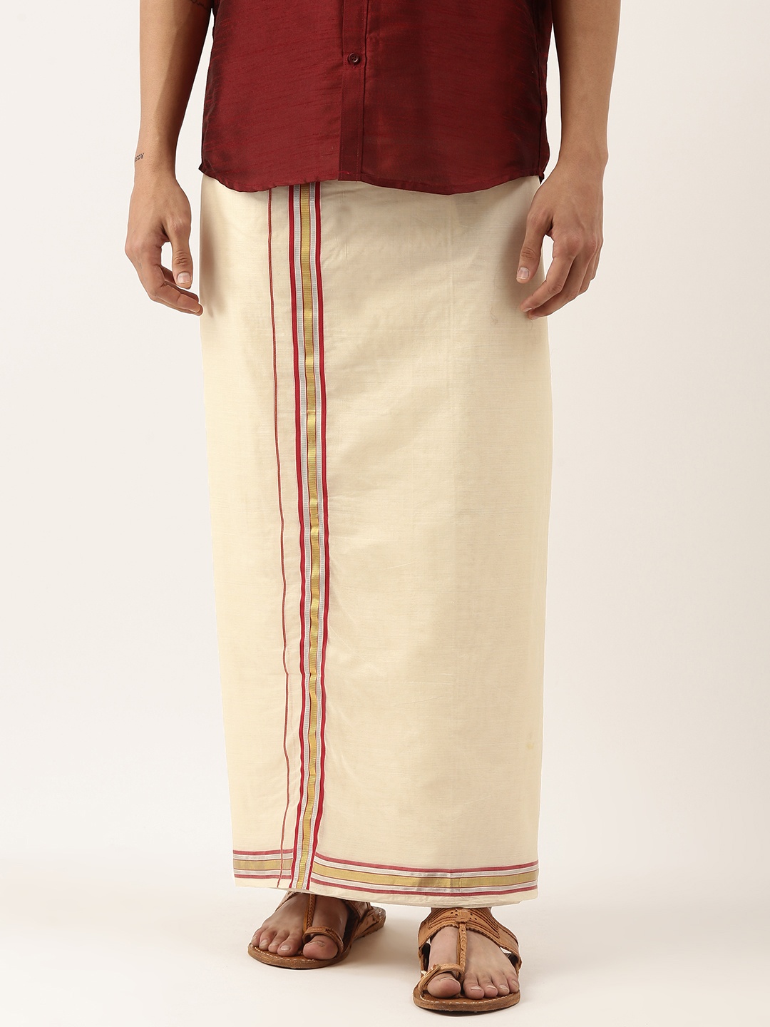 

Thangamagan Men Off-White Solid Pure Cotton Dhoti