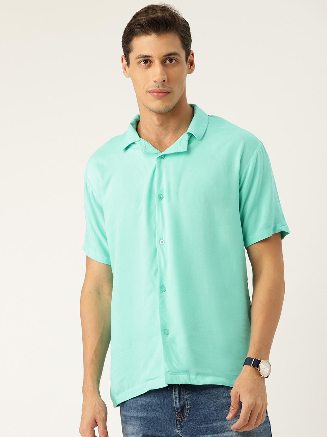 

bedgasm Men Sea Green Relaxed Tailored Fit Opaque Casual Shirt