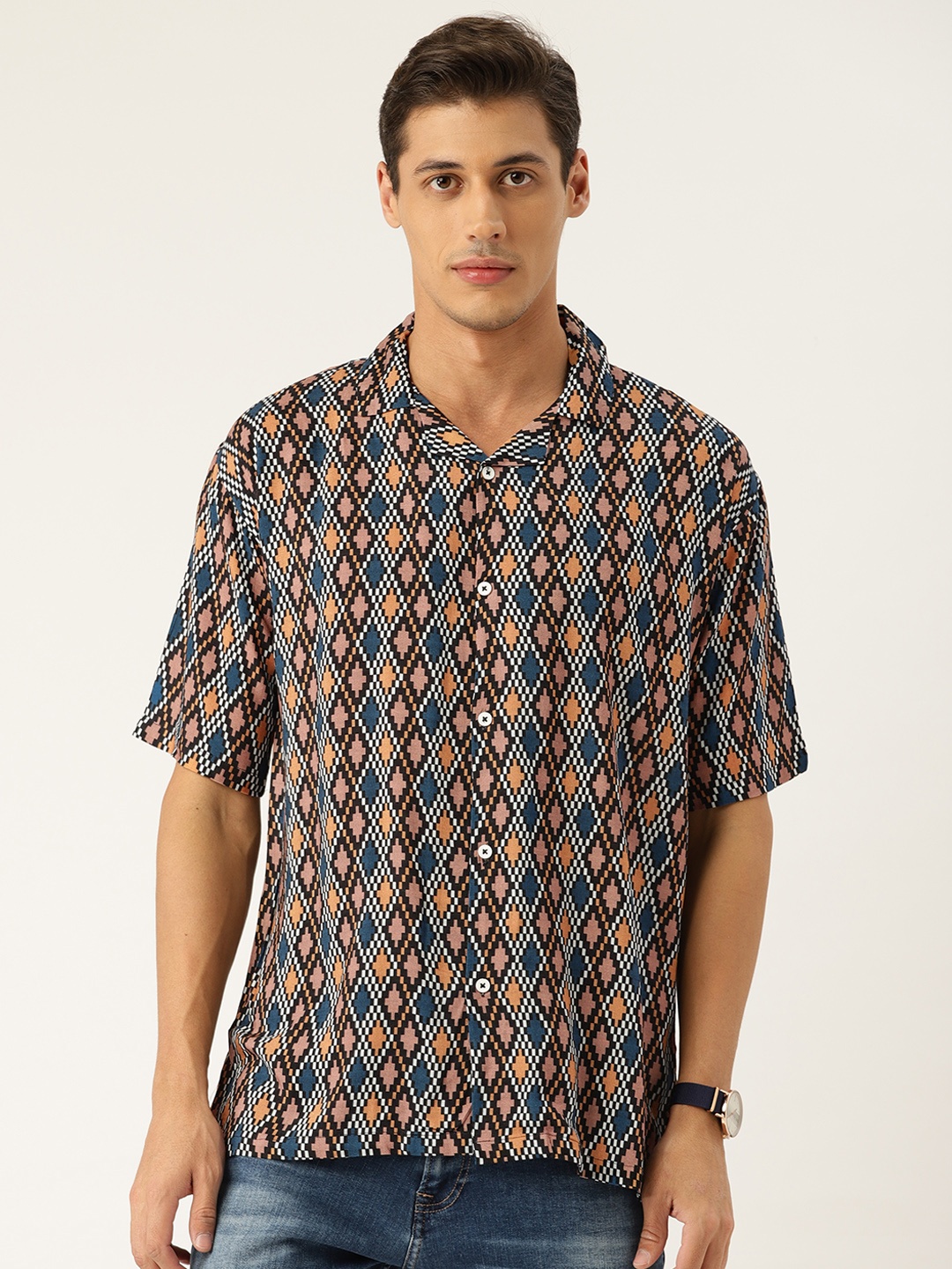 

bedgasm Men Multicoloured Relaxed Opaque Printed Casual Shirt, Multi