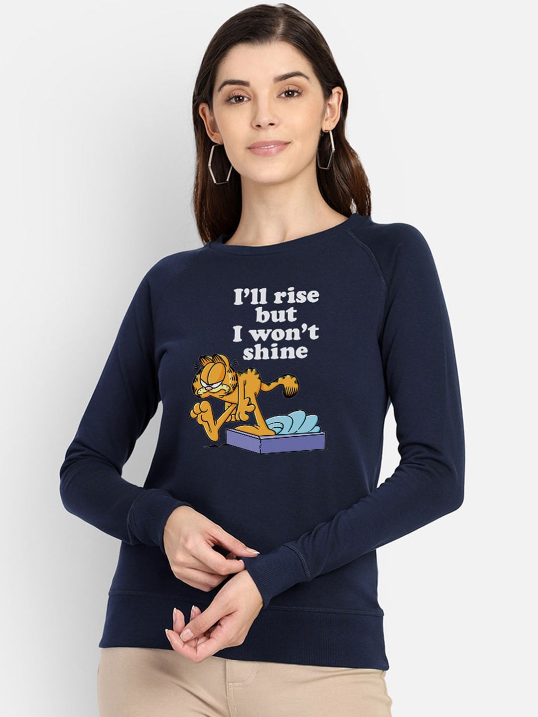 

Free Authority Women Navy Blue Garfield Printed Sweatshirt