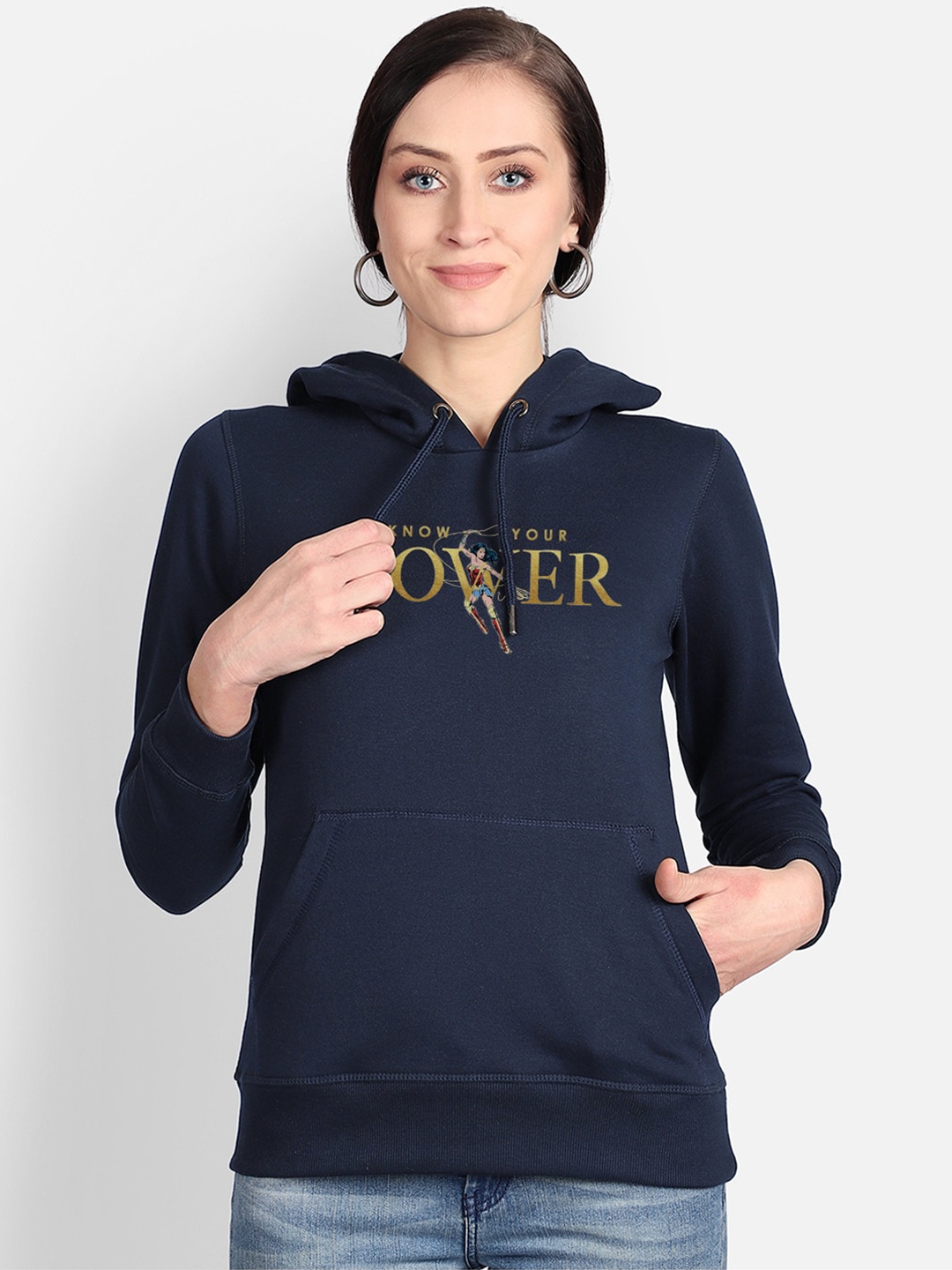 

Free Authority Women Navy Blue Wonder Woman Printed Hooded Sweatshirt