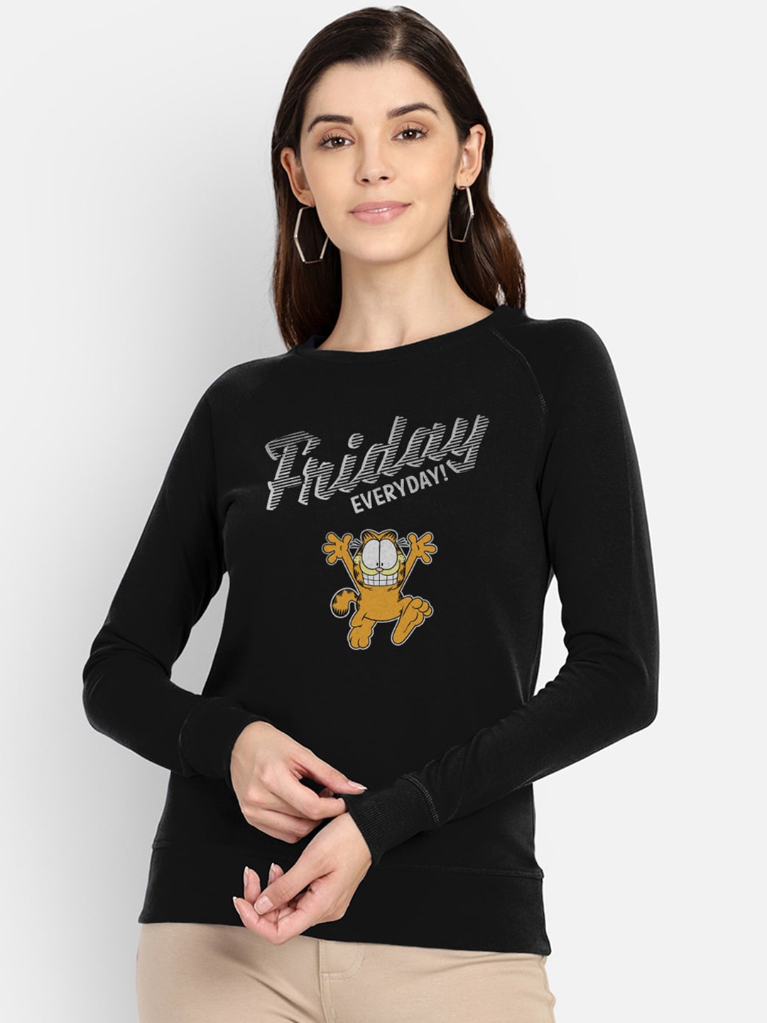 

Free Authority Women Black Garfield Printed Sweatshirt