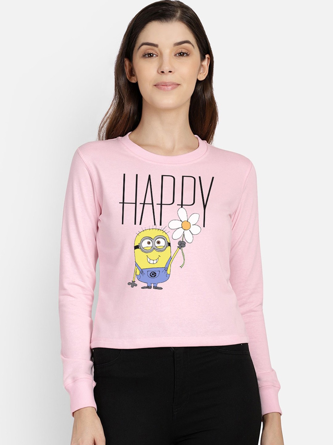 

Free Authority Women Pink Minions Printed Sweatshirt