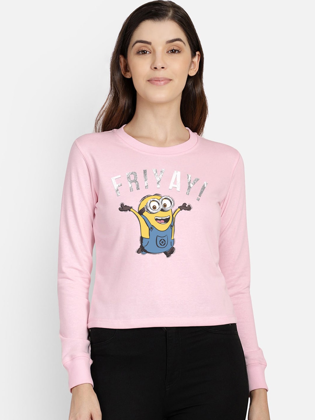 

Free Authority Women Pink Minion Printed Sweatshirt