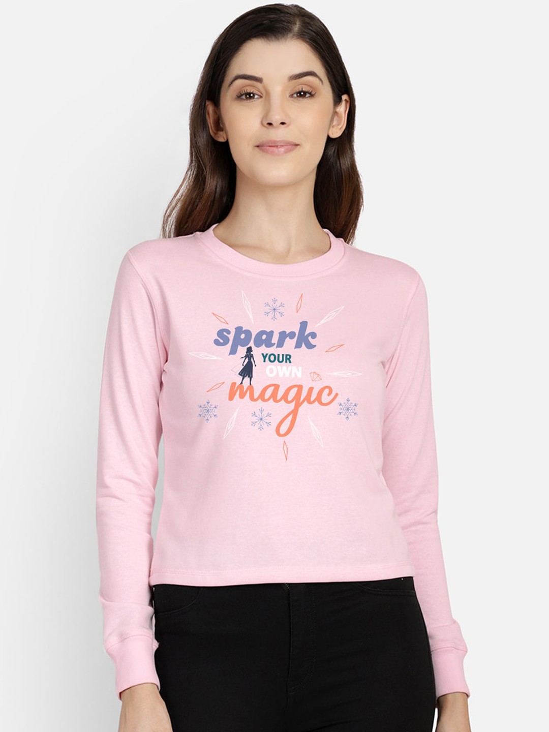 

Free Authority Women Pink & Blue Frozen Printed Sweatshirt