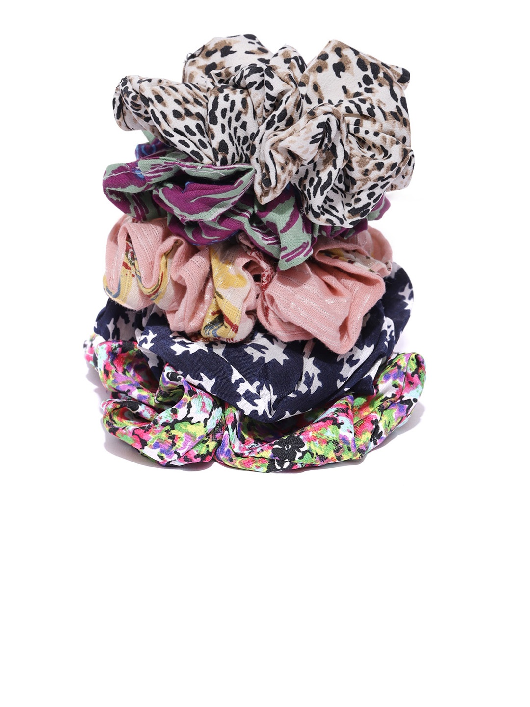 

I AM FOR YOU Women Set of 5 Printed Assorted Scrunchies