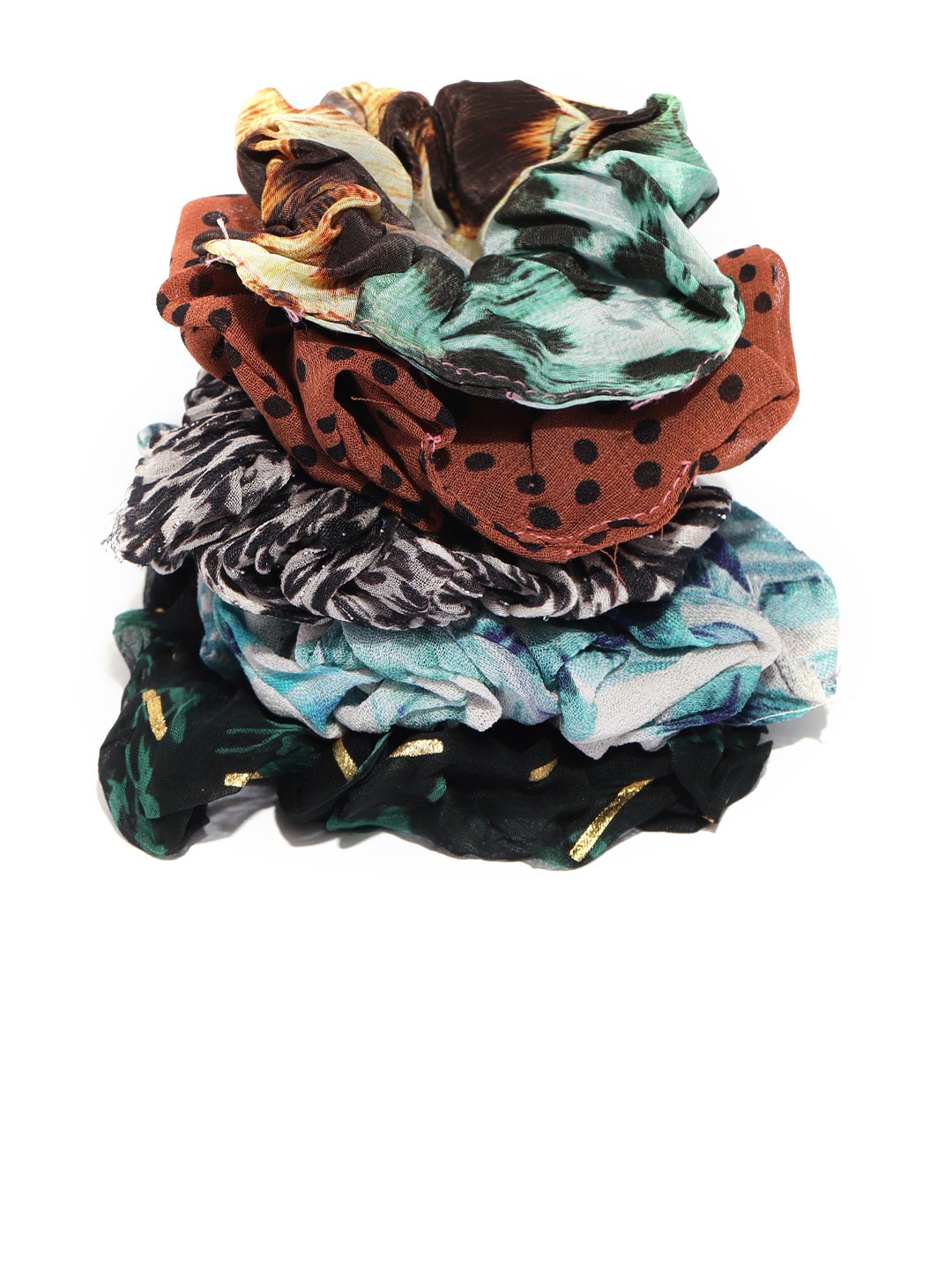 

I AM FOR YOU Women Set of 5 Printed Assorted Scrunchies