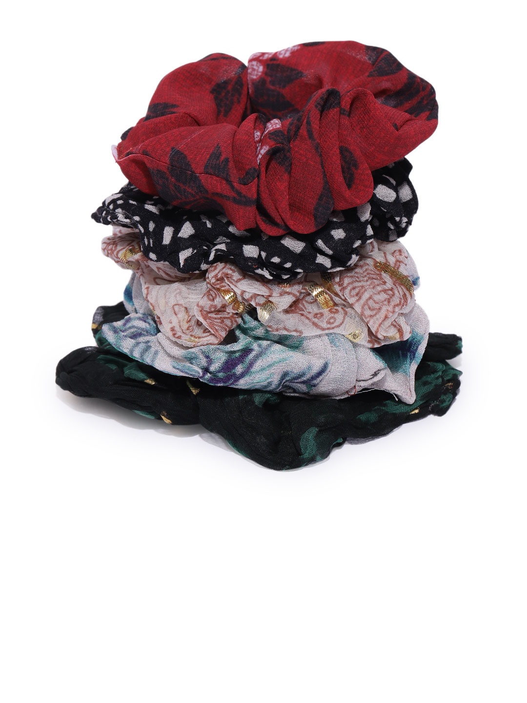 

I AM FOR YOU Women Set of 5 Printed Assorted Scrunchies