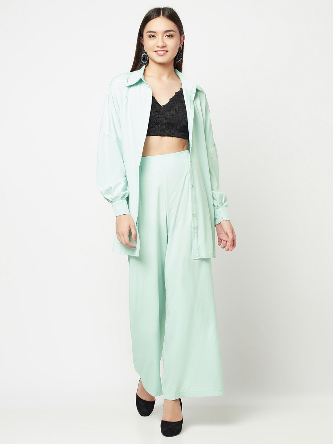 

iki chic Women Green & Black Shirt with Palazzos