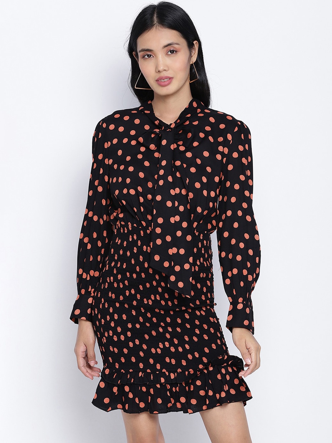 

Oxolloxo Black Floral Crepe Shirt Dress