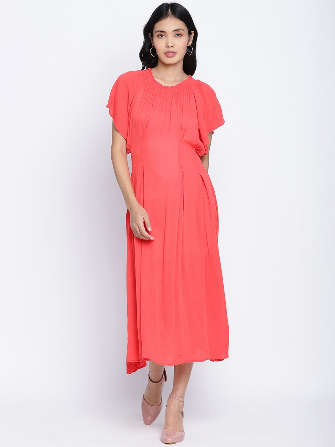 

Oxolloxo Red Crepe A-Line Midi Dress