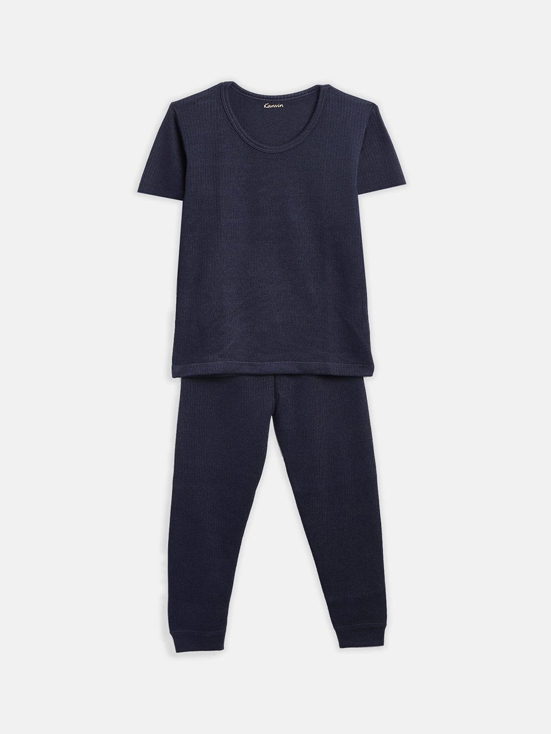 

Kanvin Boys Navy Blue Solid Thermal Set