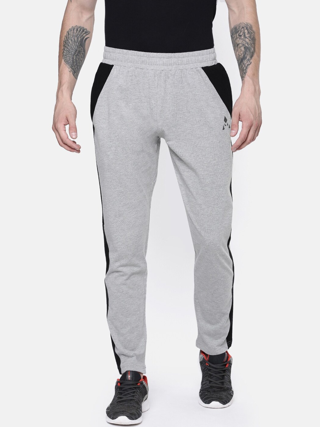 

ACTIMAXX Men Grey Melange & Black Solid Pure Cotton Track Pants