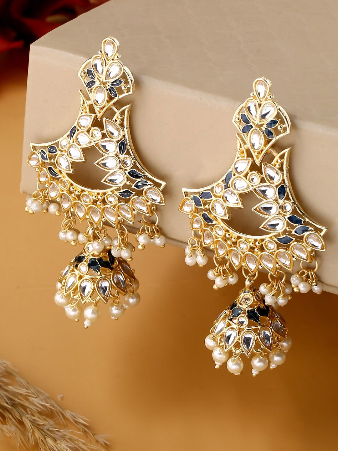 

Shoshaa Gold-Toned Contemporary Jhumkas Earrings