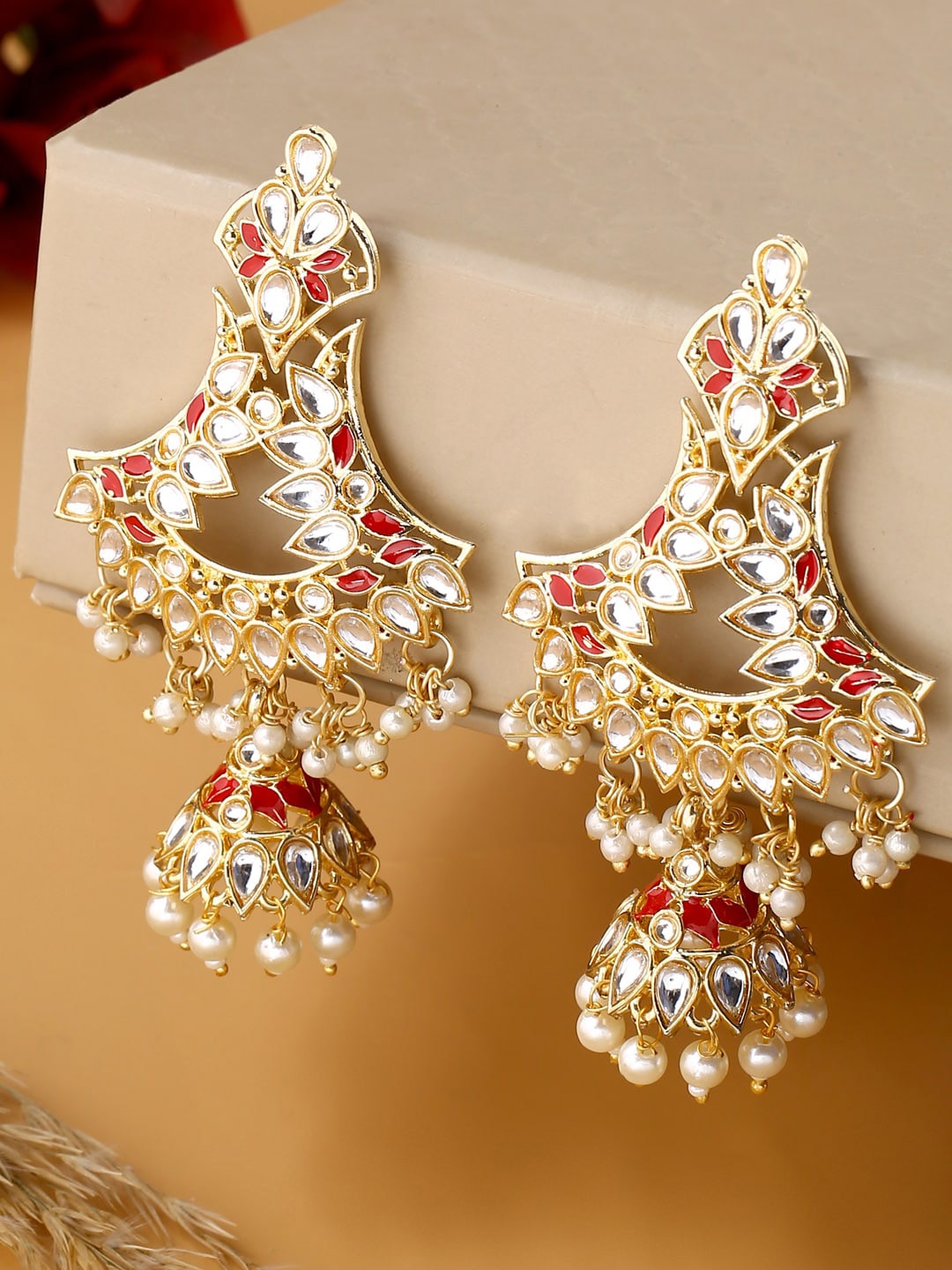 

Shoshaa Gold-Toned Contemporary Jhumkas Earrings