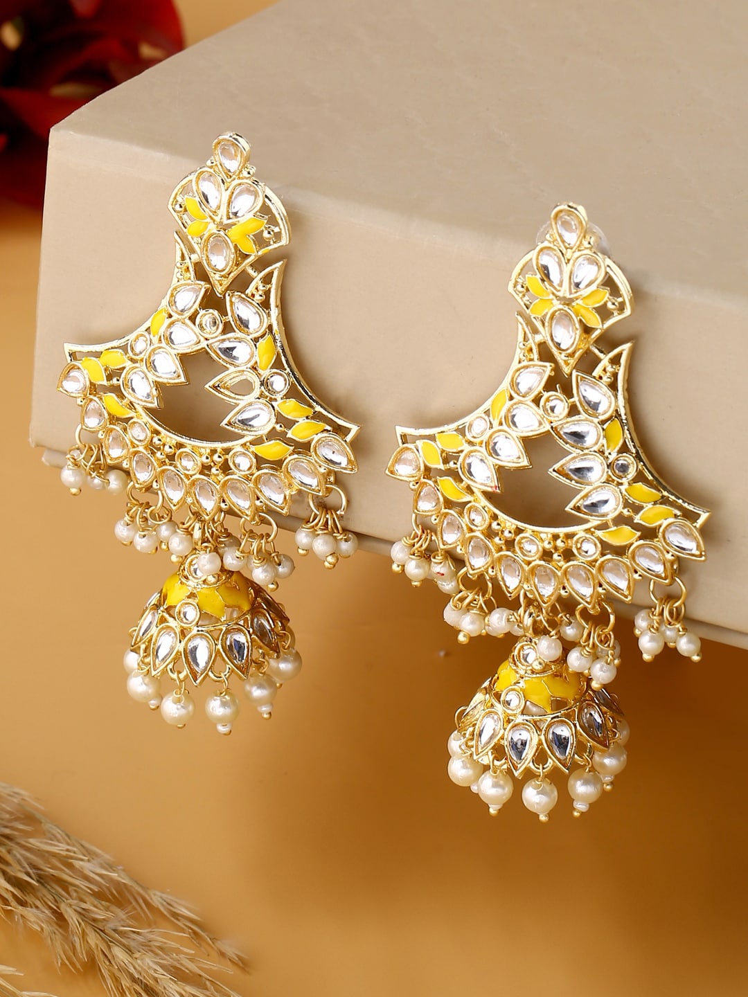 

Shoshaa Gold-Toned Contemporary Jhumkas Earrings