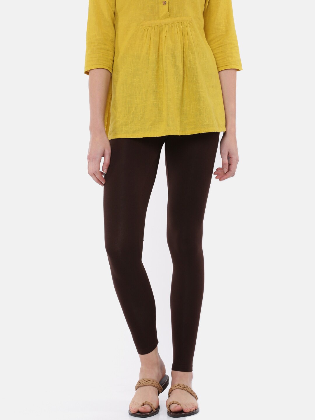 

De Moza Women Brown Solid Ankle-Length Leggings