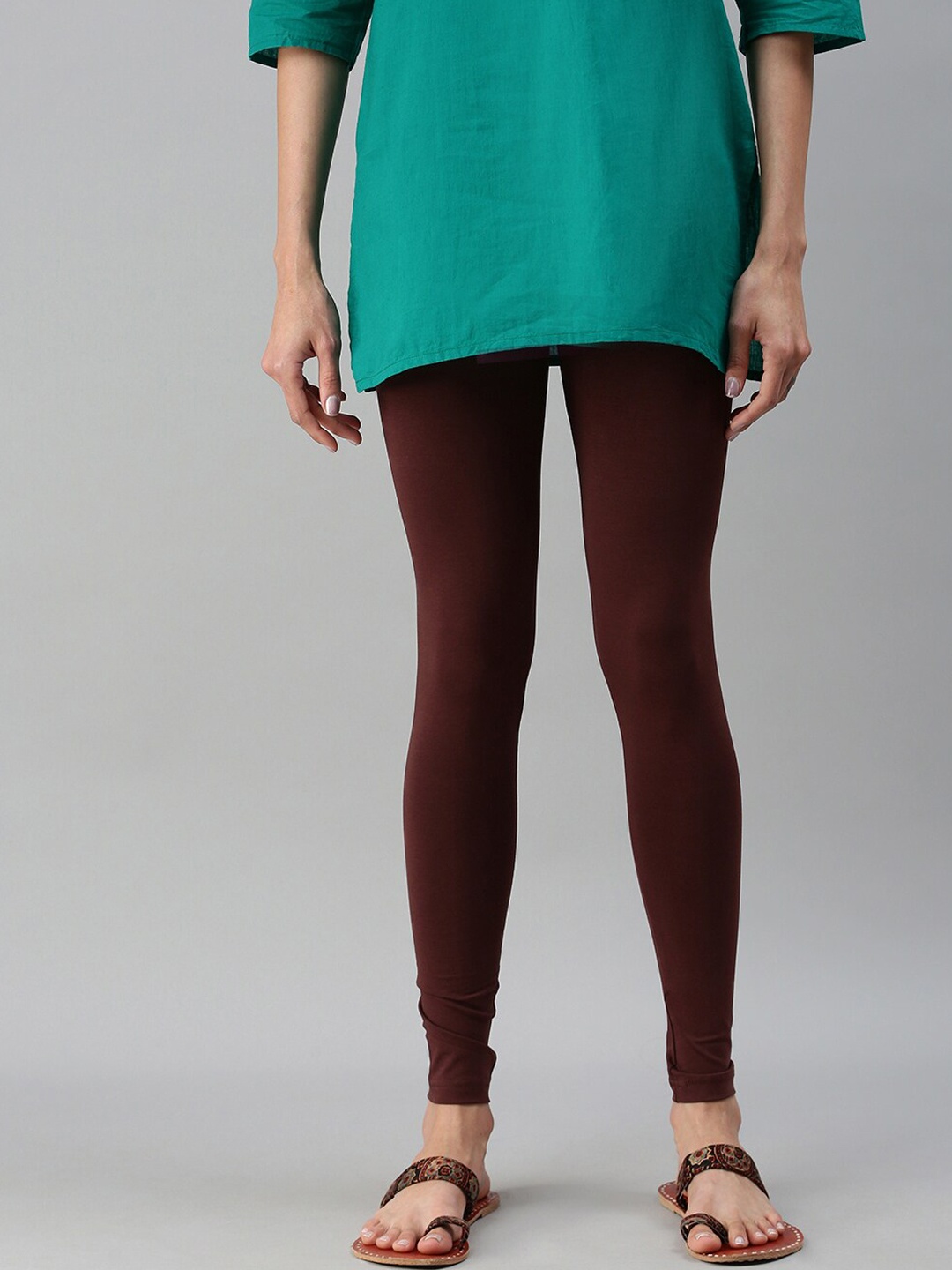 

De Moza Women Coffee Brown-Coloured Solid Ankle-Length Leggings