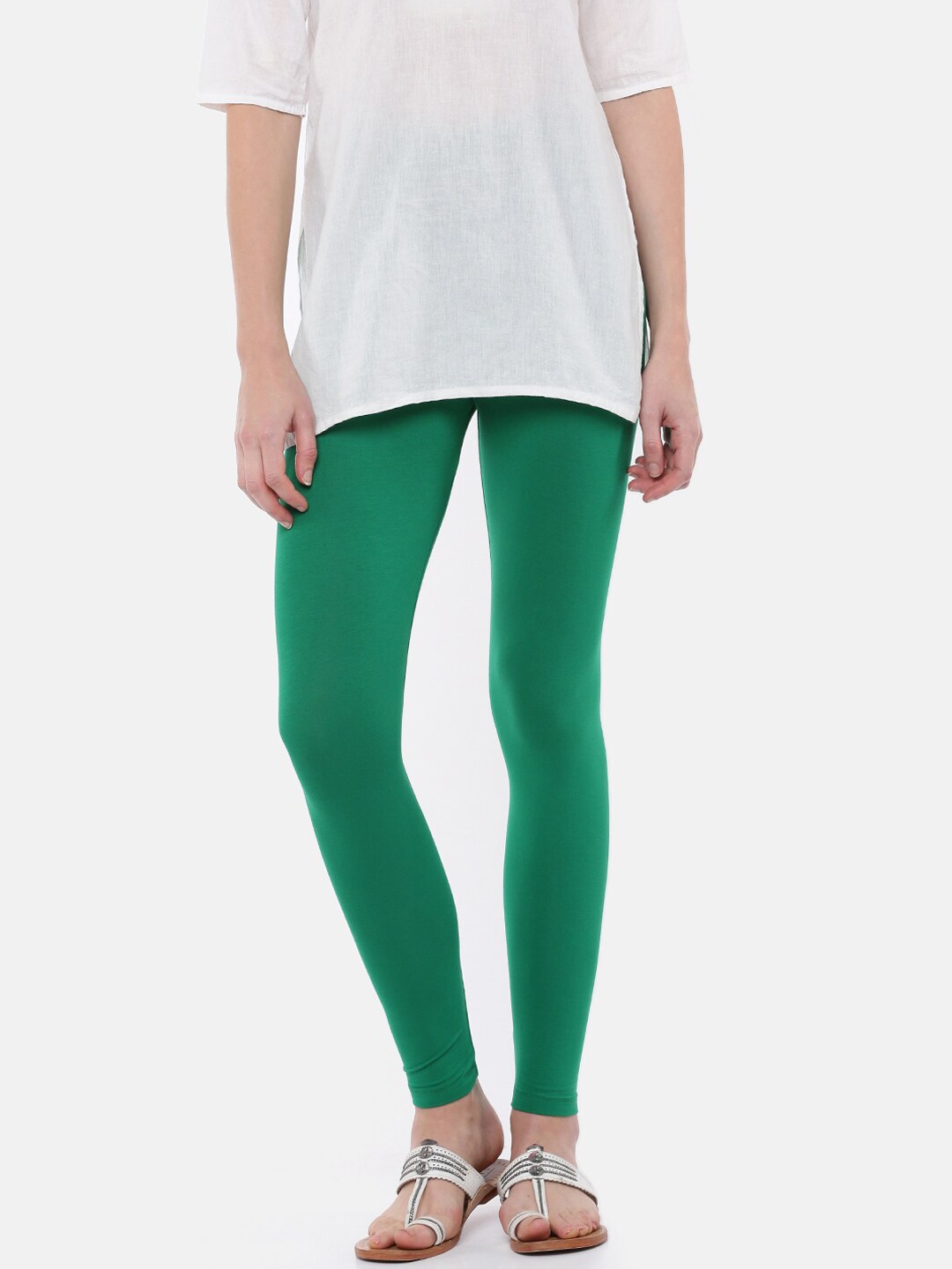 

De Moza Women Green Solid Ankle-Length Leggings
