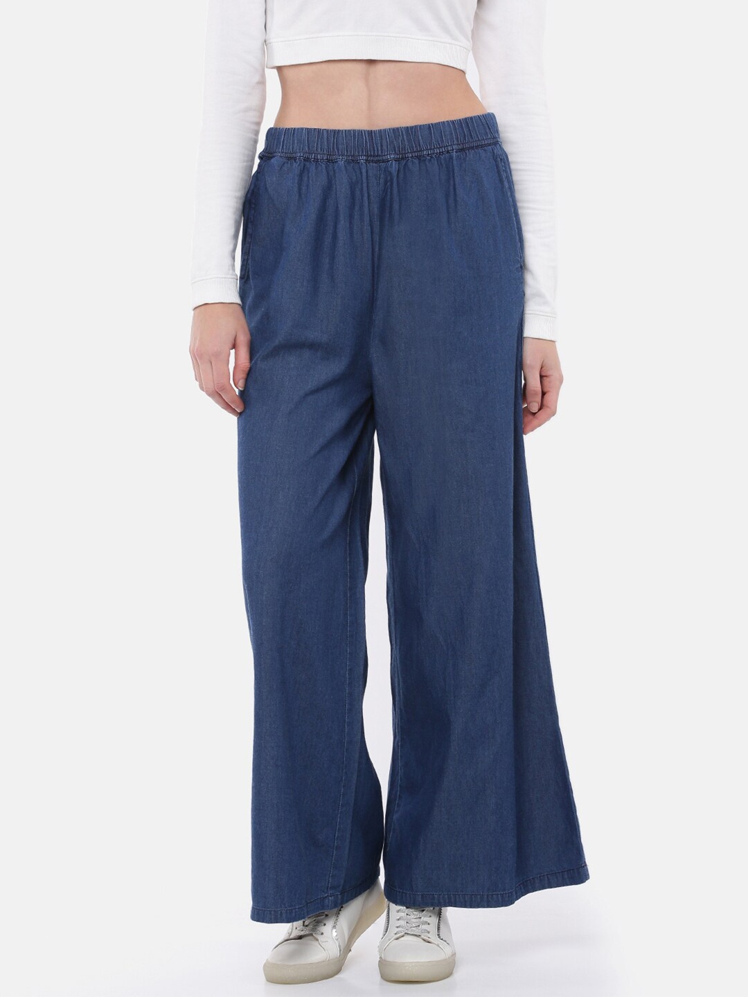 

De Moza Women Blue Pure Cotton Palazzos