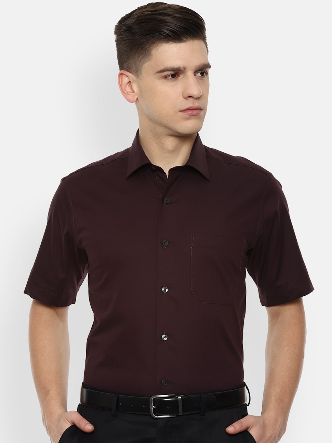 

Louis Philippe Men Maroon Slim Fit Opaque Formal Shirt