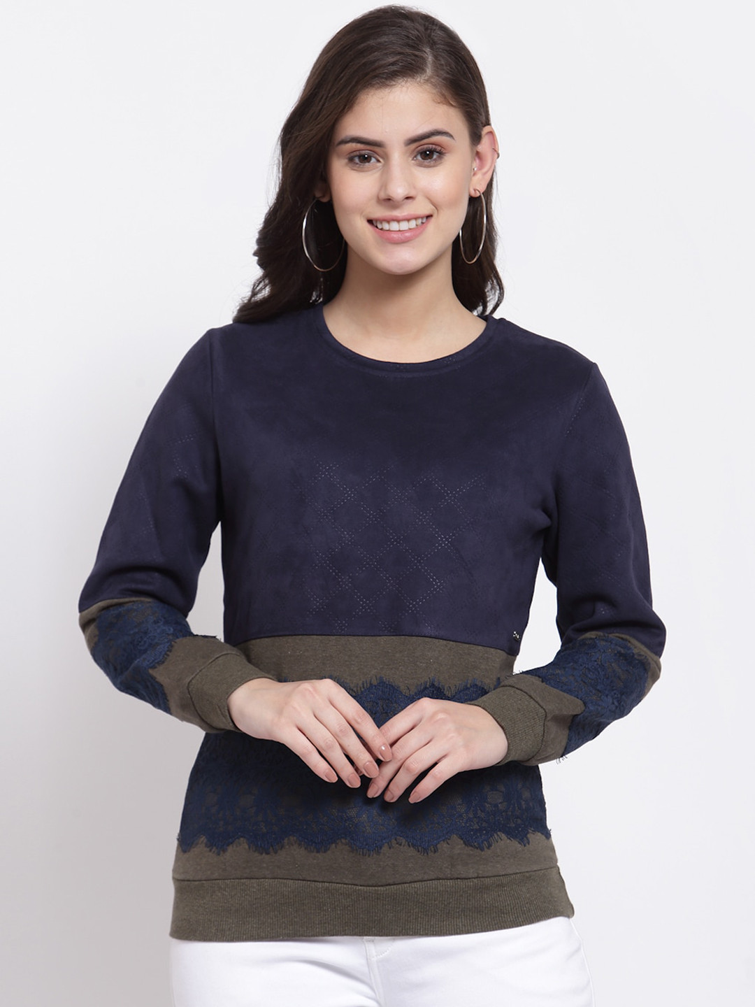 

Juelle Women Navy Blue Colourblocked Sweatshirt
