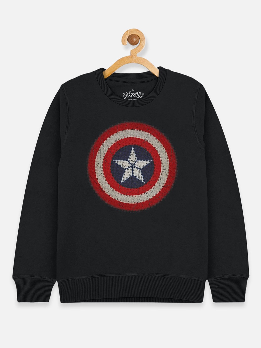 

Kids Ville Boys Black Captain America Printed Sweatshirt