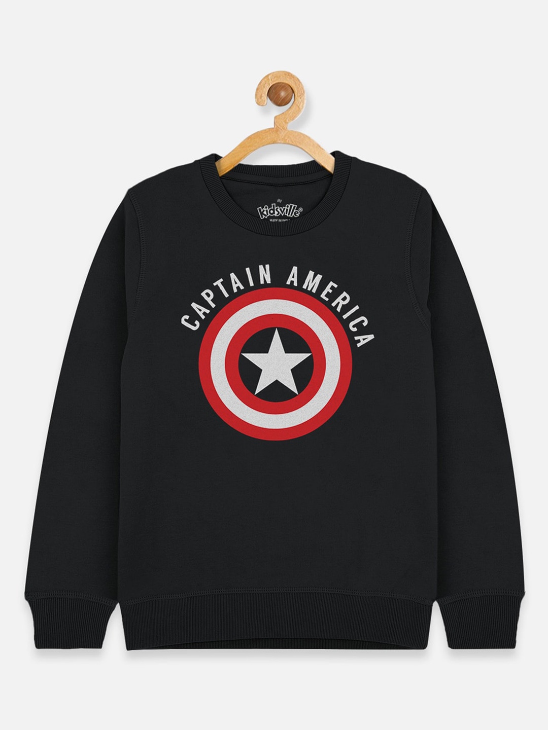 

Kids Ville Boys Black & White Captain America Printed Sweatshirt