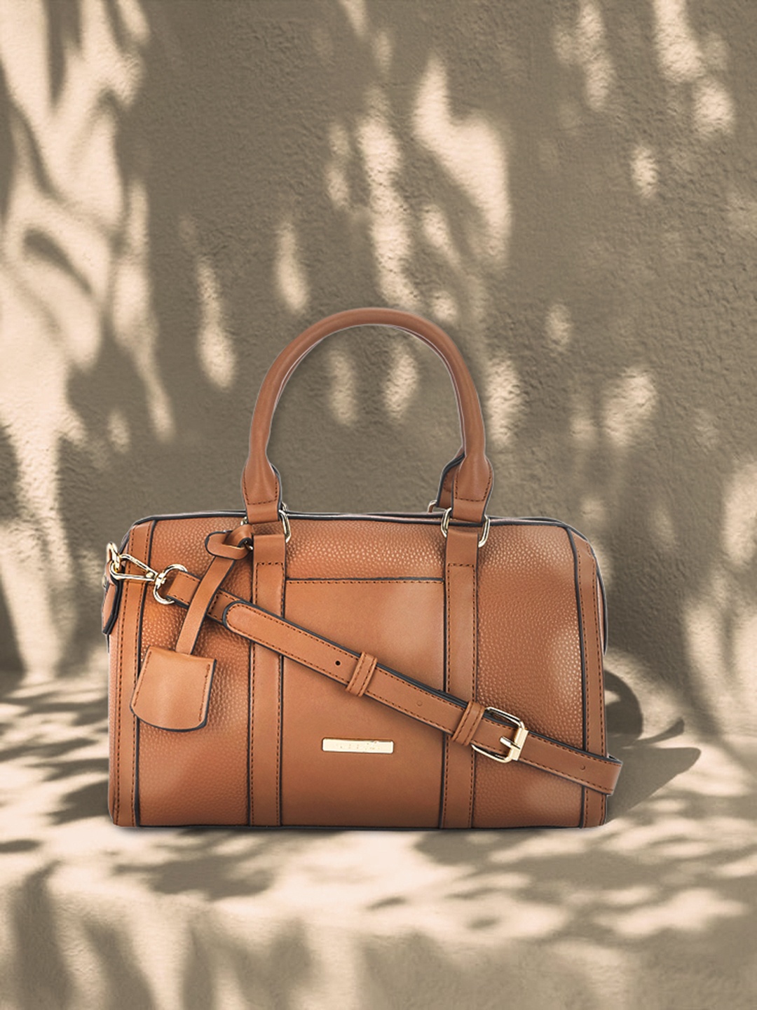 

Forever Glam by Pantaloons Tan Brown Textured PU Bowling Handheld Bag