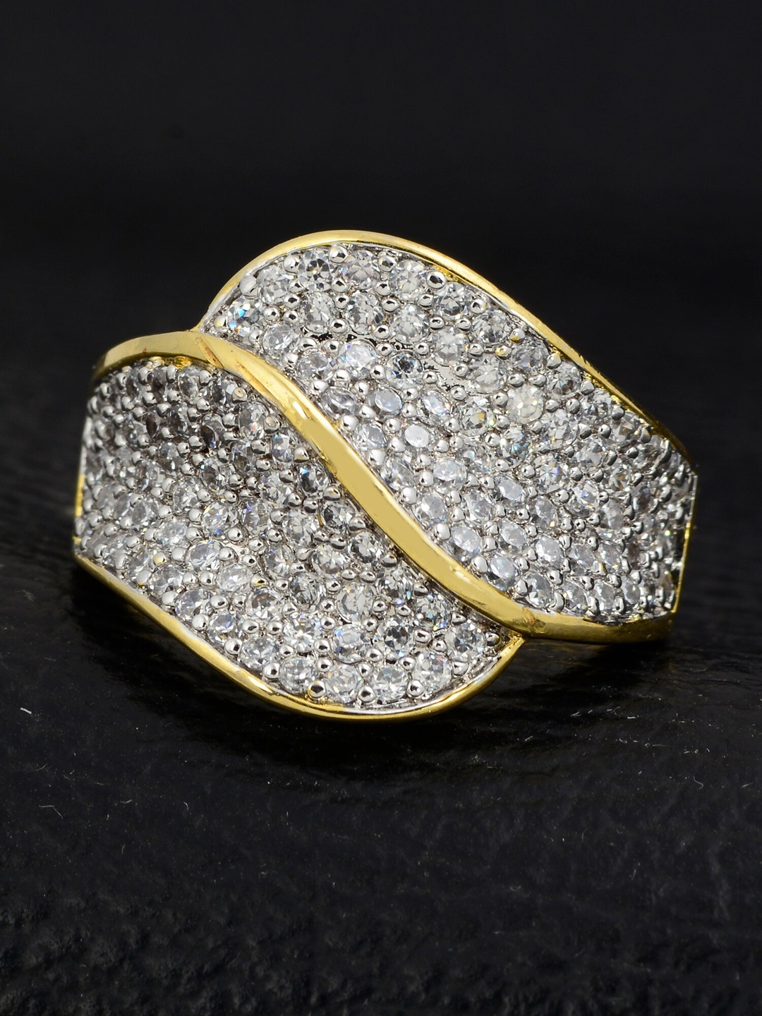 

Silgo Gold-Plated White Stone-Studded Finger Ring